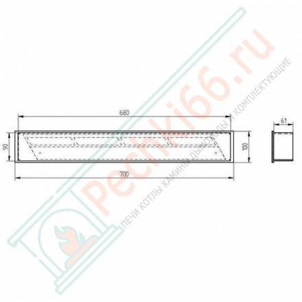 Горелка прямоугольная для биокамина 700 (ZeFire)