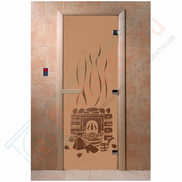 Дверь стеклянная для бани, матовая бронза, "Банька" 1900х700 (DoorWood) в Волгограде