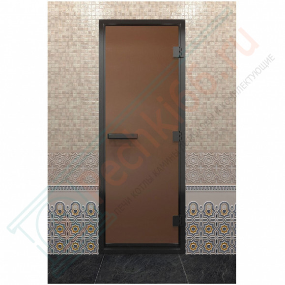 Дверь для хамама в черном профиле, бронза матовая 1800x700 мм (DoorWood) в Волгограде