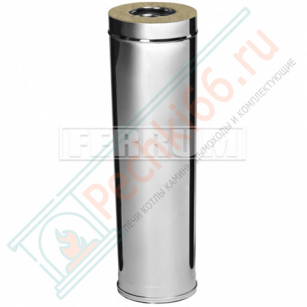 Сэндвич труба для дымохода L=1м (НЕРЖ-430/0,8-ОЦИНК/0,5) d-150/210 (Ferrum HF-Z)