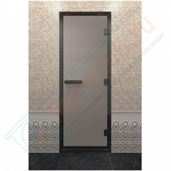 Дверь для хамама в черном профиле, сатин 2000x700 мм (DoorWood) в Волгограде