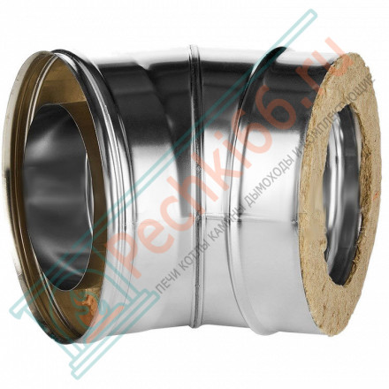 Отвод 45° с изол (НЕРЖ-321/0,5-НЕРЖ-439/0,5) d-120/200 (Дымок-Lux)